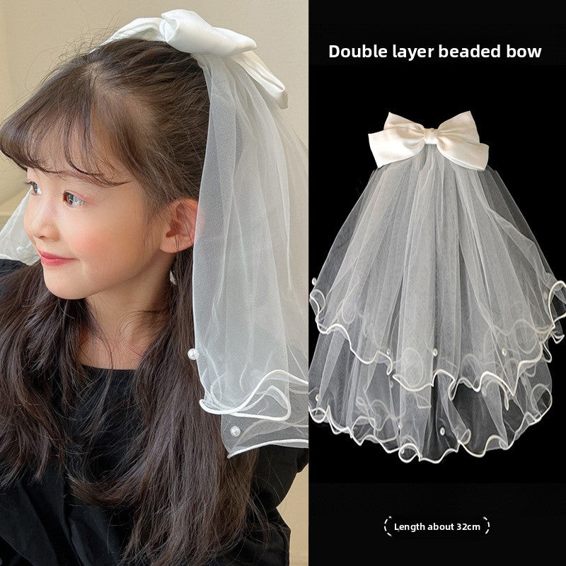 Long veil princess crown photo hairpin