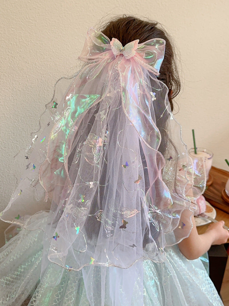 Long veil princess crown photo hairpin
