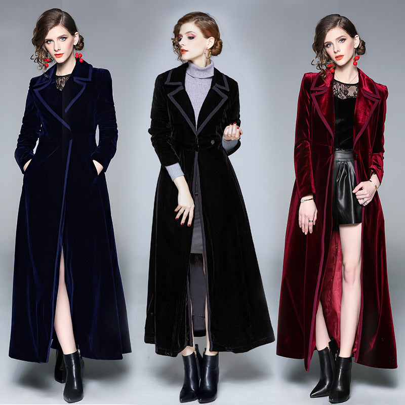 Long velvet coat jacket