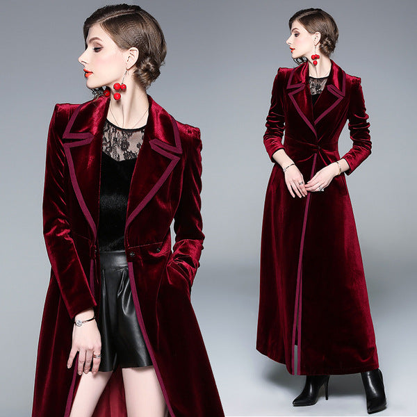 Long velvet coat jacket