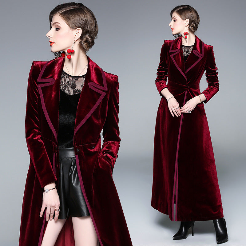 Long velvet coat jacket