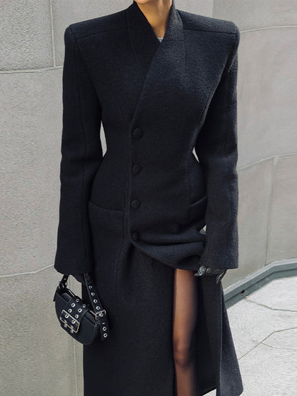 Long Waist Woolen Jacket