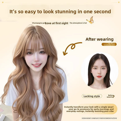 Long Wavy Synthetic Hair Wig with Bangs
