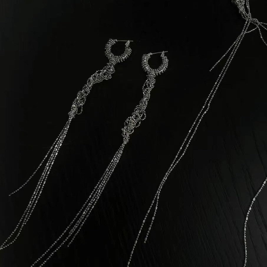 Long Woven Tassel Earrings and Necklace