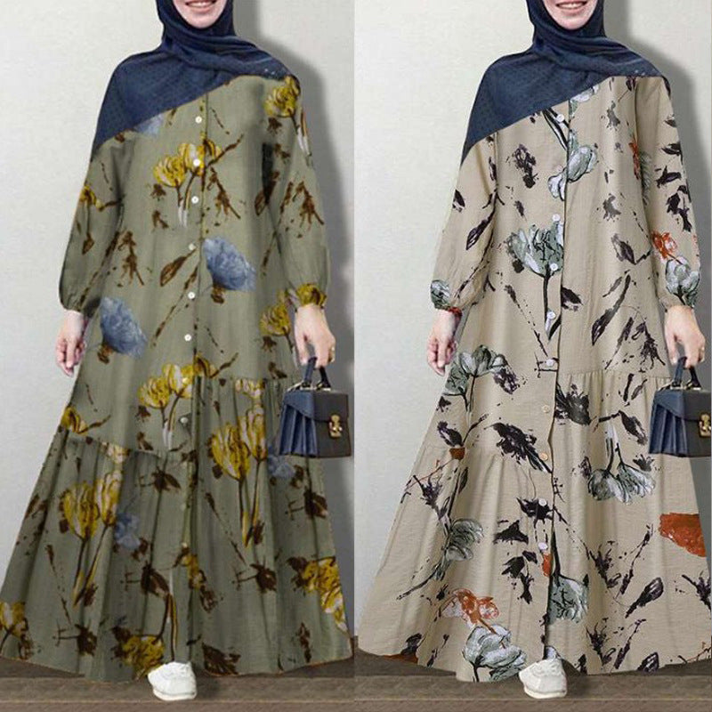 Loose and casual long floral dress for women