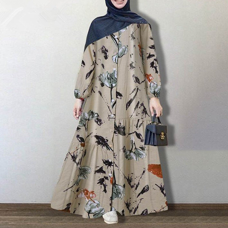 Loose and casual long floral dress for women