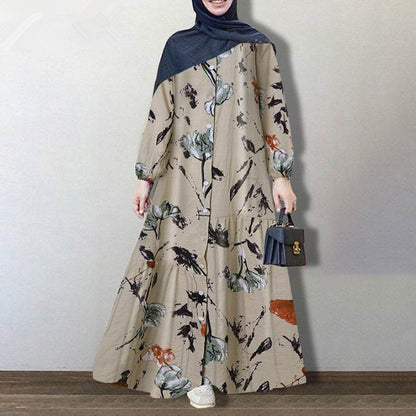 Loose and casual long floral dress for women