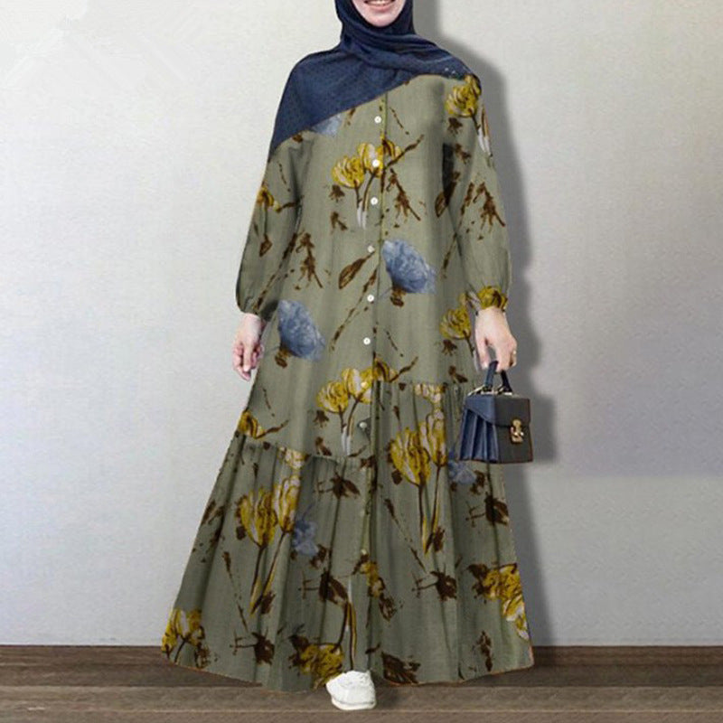 Loose and casual long floral dress for women