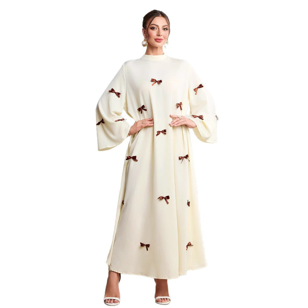 Loose and casual round-neck wide-sleeved dress