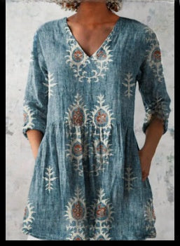 Loose and Comfortable Digital Print, Round Neck Short-Sleeve Women's Style