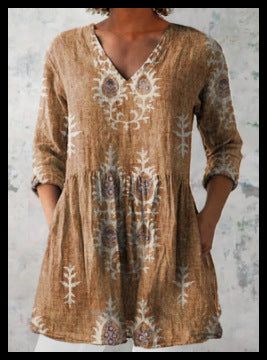Loose and Comfortable Digital Print, Round Neck Short-Sleeve Women's Style