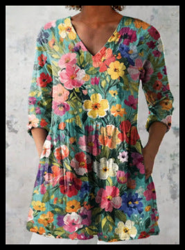 Loose and Comfortable Digital Print, Round Neck Short-Sleeve Women's Style