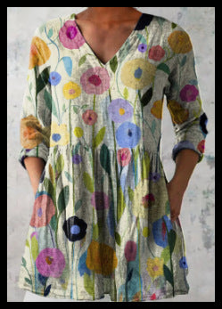 Loose and Comfortable Digital Print, Round Neck Short-Sleeve Women's Style
