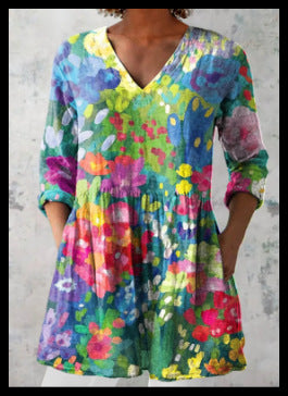 Loose and Comfortable Digital Print, Round Neck Short-Sleeve Women's Style