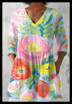 Loose and Comfortable Digital Print, Round Neck Short-Sleeve Women's Style