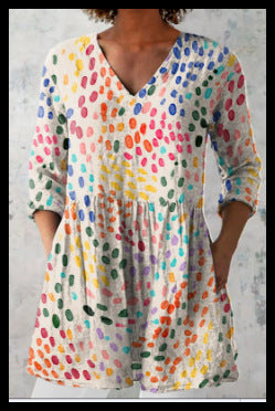Loose and Comfortable Digital Print, Round Neck Short-Sleeve Women's Style