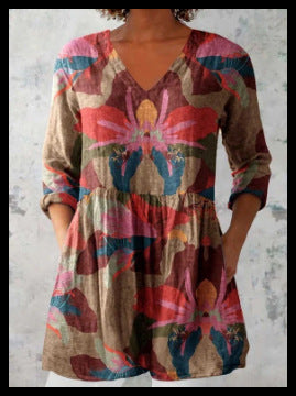 Loose and Comfortable Digital Print, Round Neck Short-Sleeve Women's Style
