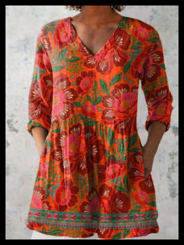 Loose and Comfortable Digital Print, Round Neck Short-Sleeve Women's Style