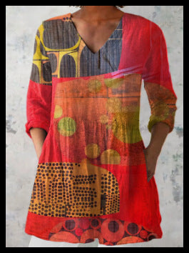 Loose and Comfortable Digital Print, Round Neck Short-Sleeve Women's Style