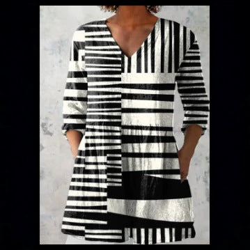 Loose and Comfortable Digital Print, Round Neck Short-Sleeve Women's Style