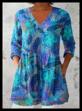 Loose and Comfortable Digital Print, Round Neck Short-Sleeve Women's Style