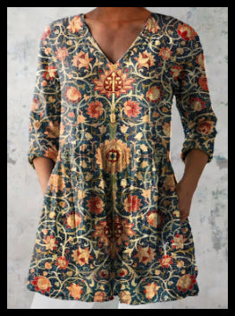 Loose and Comfortable Digital Print, Round Neck Short-Sleeve Women's Style