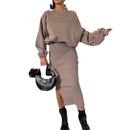 Loose Bat Sleeve Women Dress Set