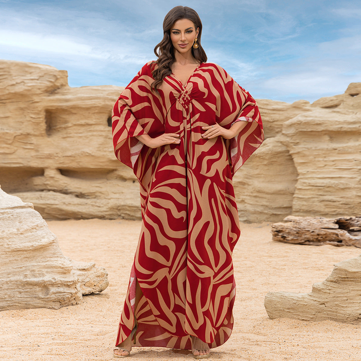 Loose Beach Cover Up Dress with Sun Protection