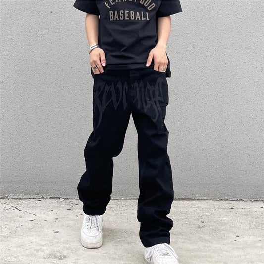 Loose Black Denim Pants
