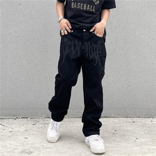 Loose Black Denim Pants