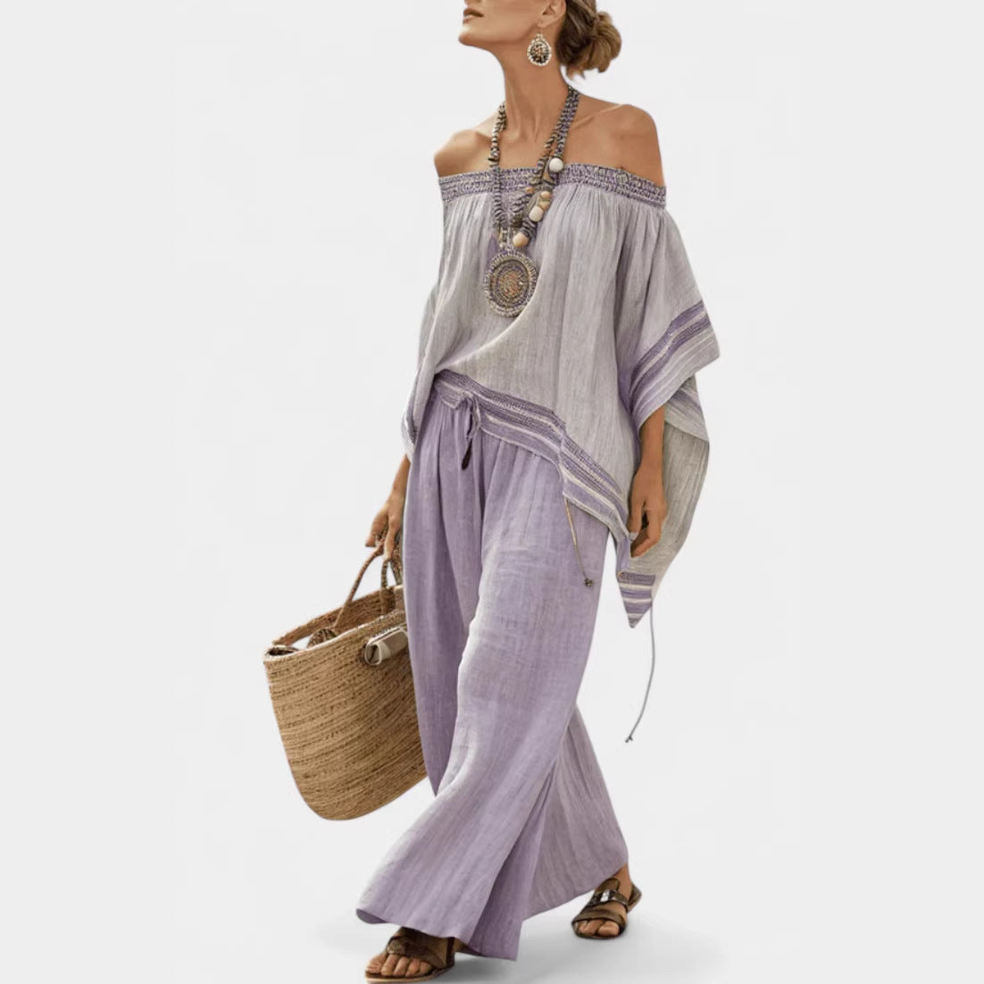 Loose Casual Women's Summer Cross-Border Fashion Seaside Vacation Beach Two-Piece Set