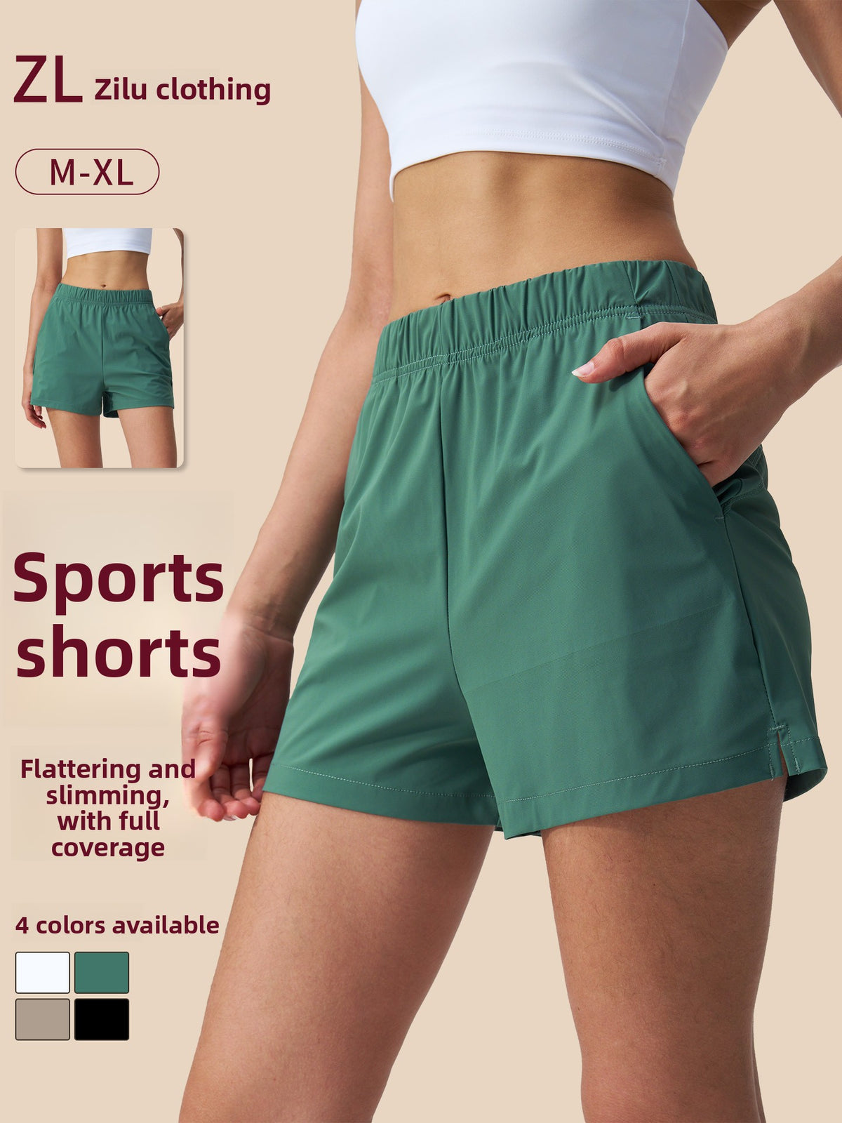 Loose Comfort Yoga Shorts with Side Slit and Pockets