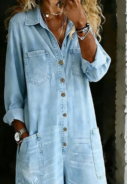 Loose Fit Denim Shirt Dress