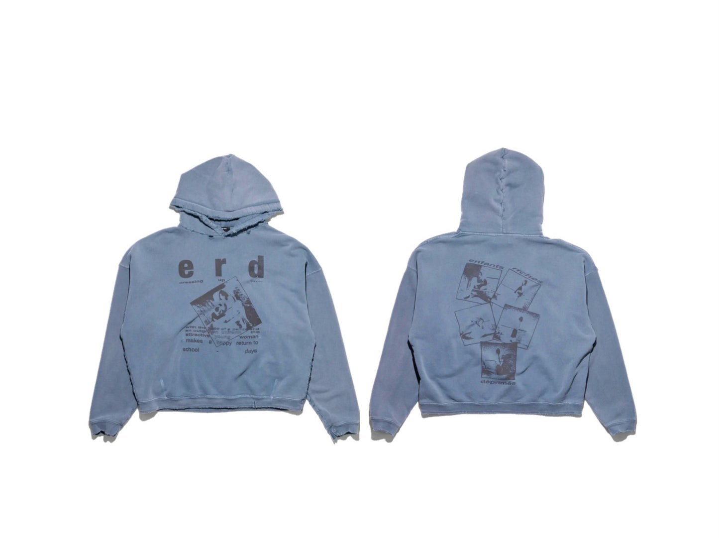 Loose Fit Distressed Hooded Sweatshirt