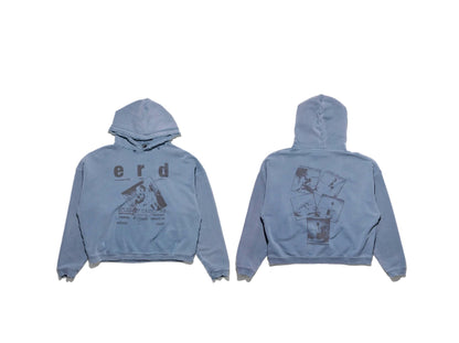 Loose Fit Distressed Hooded Sweatshirt
