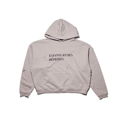 Loose Fit Distressed Hooded Sweatshirt