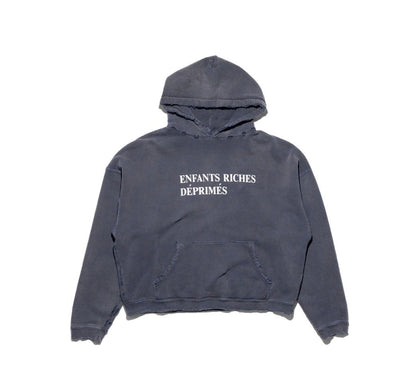 Loose Fit Distressed Hooded Sweatshirt