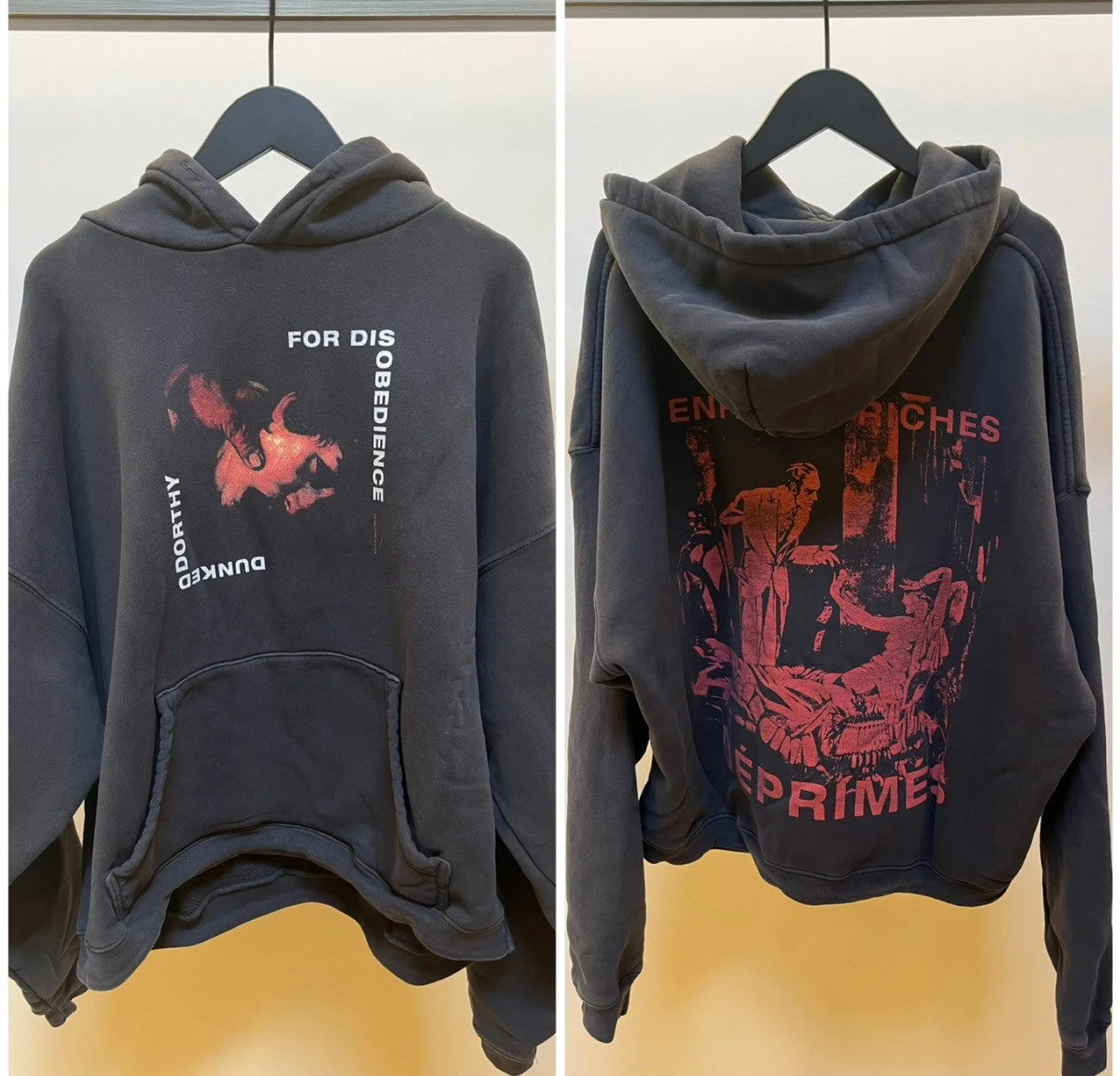 Loose Fit Distressed Hooded Sweatshirt