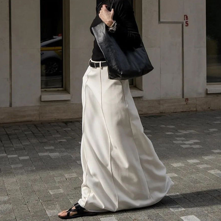 Loose Fit Flowy Long Skirt with Pockets