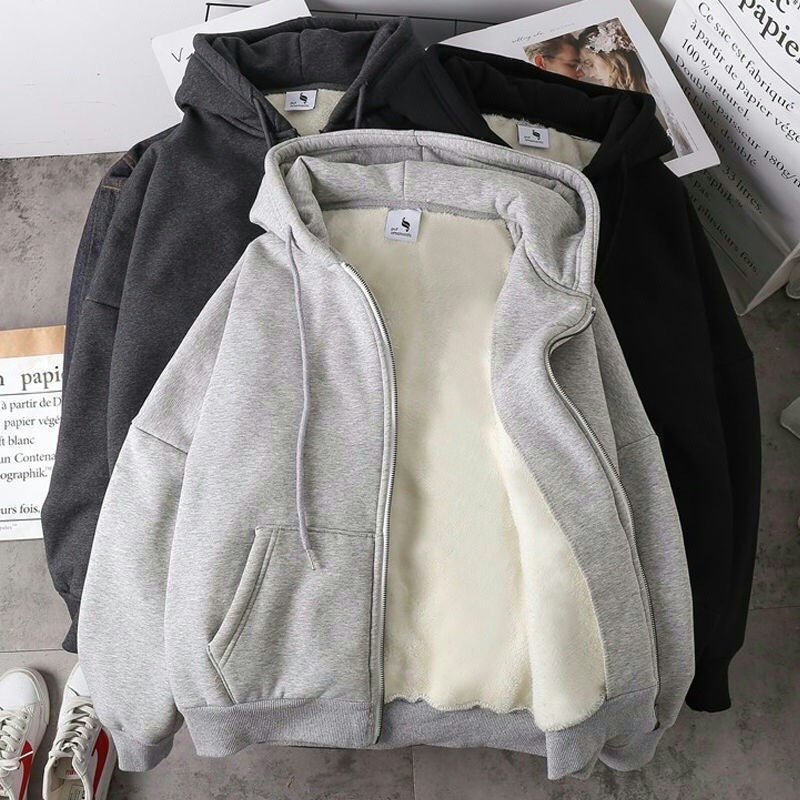 Loose Fit Hooded Zipper Cardigan