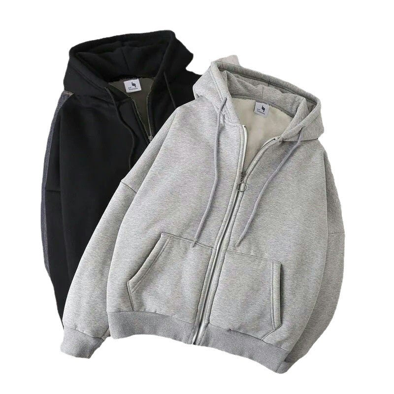 Loose Fit Hooded Zipper Cardigan