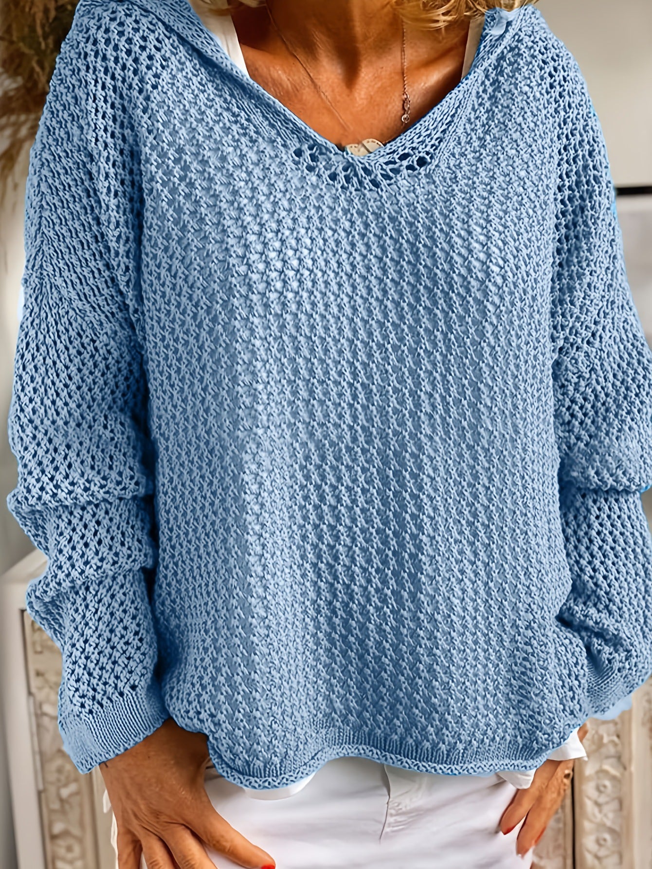 Loose Fit Knitted Hooded Sweater