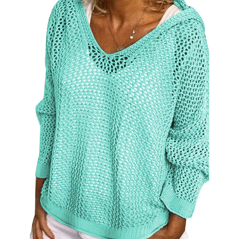 Loose Fit Knitted Hooded Sweater