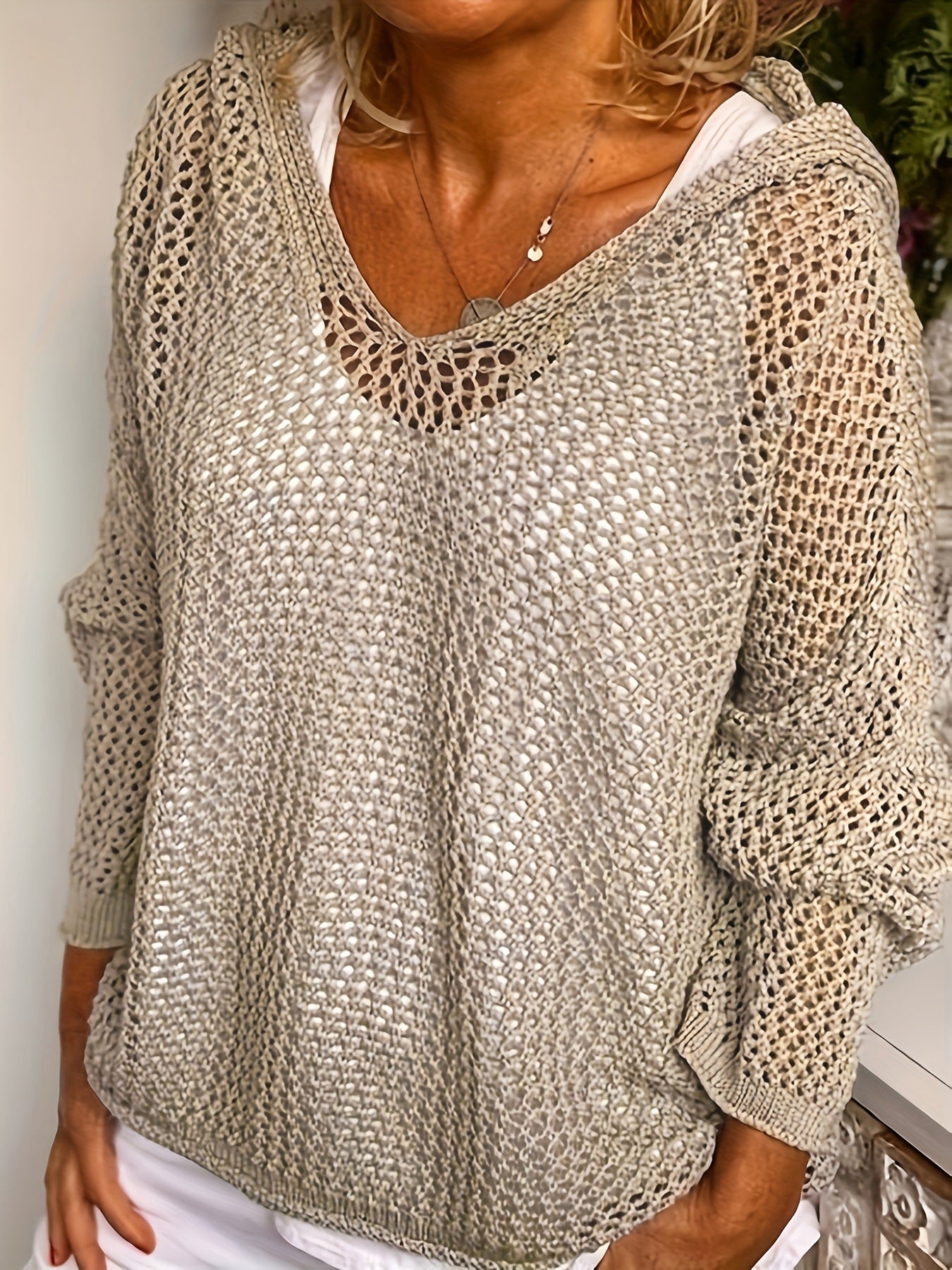 Loose Fit Knitted Hooded Sweater
