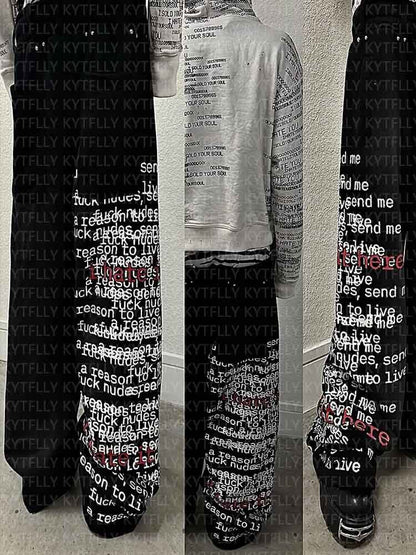 Loose Fit Letter Print Cotton Casual Pants