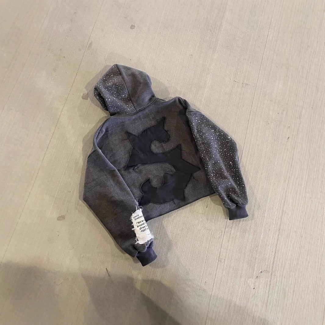 Loose Fit Letter Print Hooded Sweatshirt
