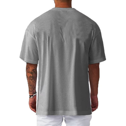 Loose Fit Mens Printed T-Shirt Gym Casual Short Sleeve Shirt