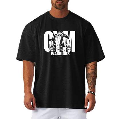 Loose Fit Mens Printed T-Shirt Gym Casual Short Sleeve Shirt