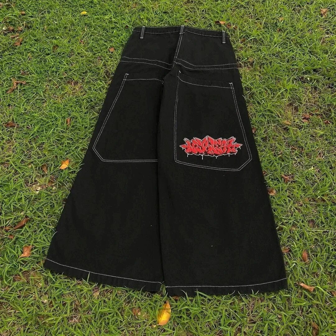 Loose Fit Printed Cotton Jeans for Men