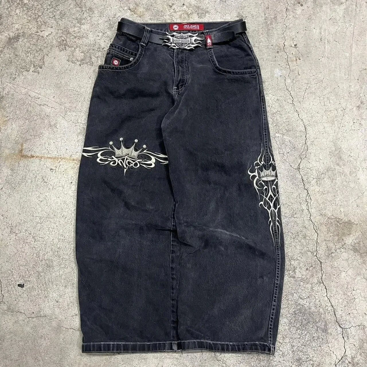 Loose Fit Printed Cotton Jeans for Men